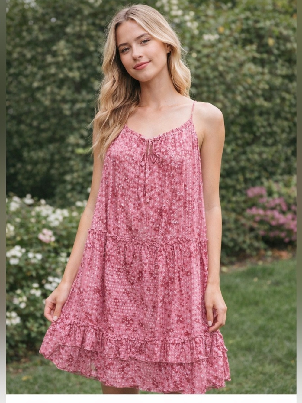 BB Dakota Rose Pink Floral Tiered Sundress 💗
